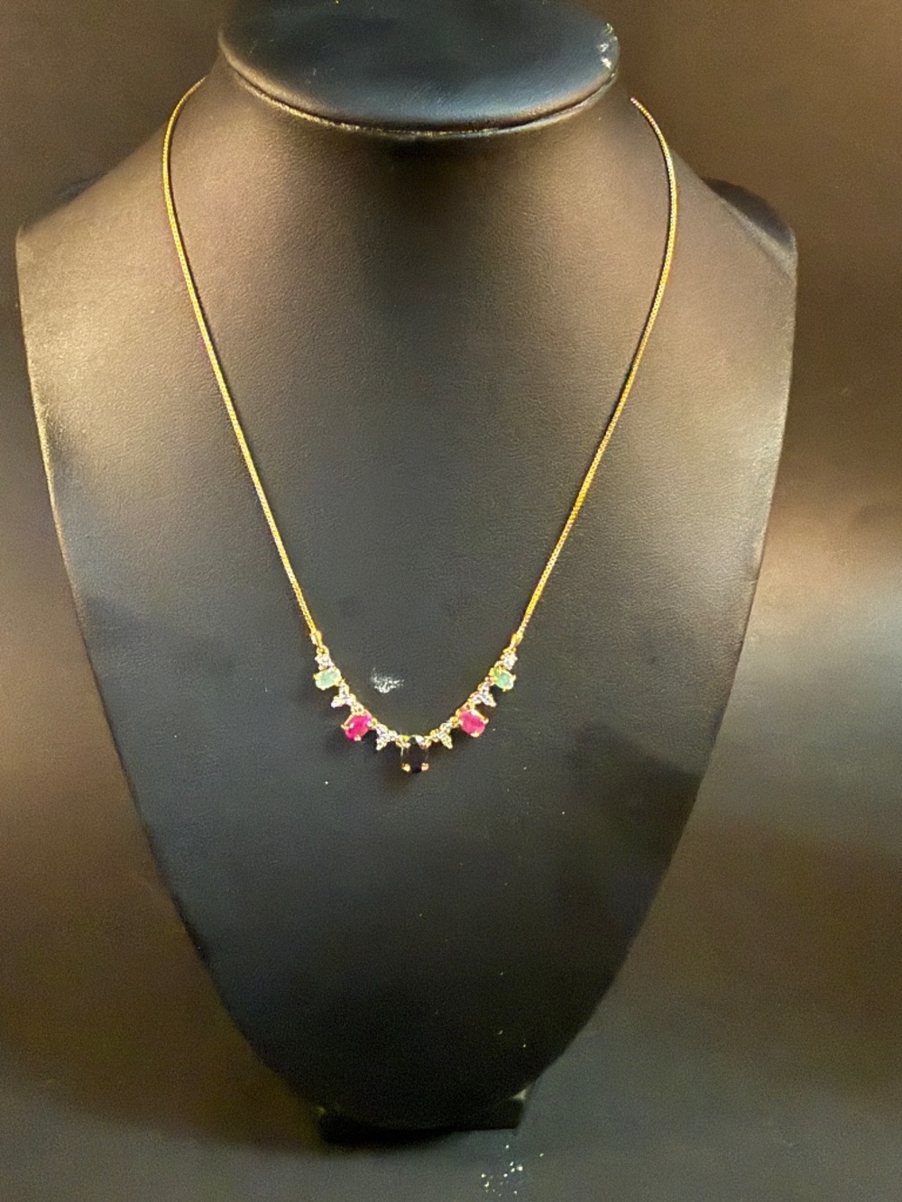 Vermeil sterling silver necklace multicolor stones 5 g